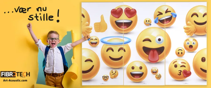 FibroTech Akustikpaneler & Tilbehør|Akustikbillede Art-Acoustic emoji I 60 x 120 cm - hvid