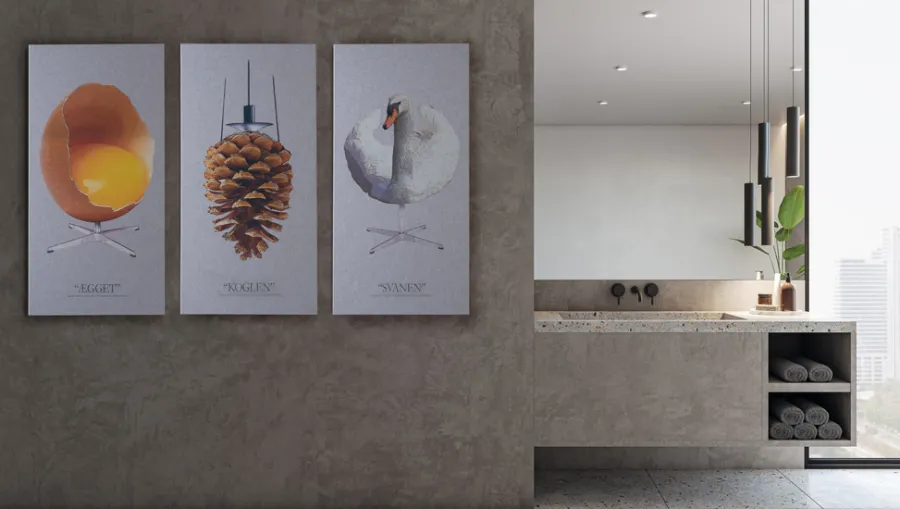 FibroTech Akustikpaneler & Tilbehør|Akustikbillede Art-Acoustic svanen 60 x 120 cm - lys grå