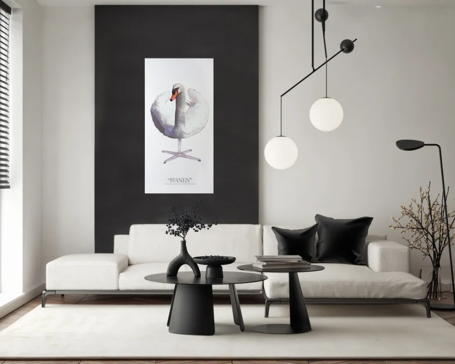 FibroTech Akustikpaneler & Tilbehør|Akustikbillede Art-Acoustic svanen 60 x 120 cm - hvid