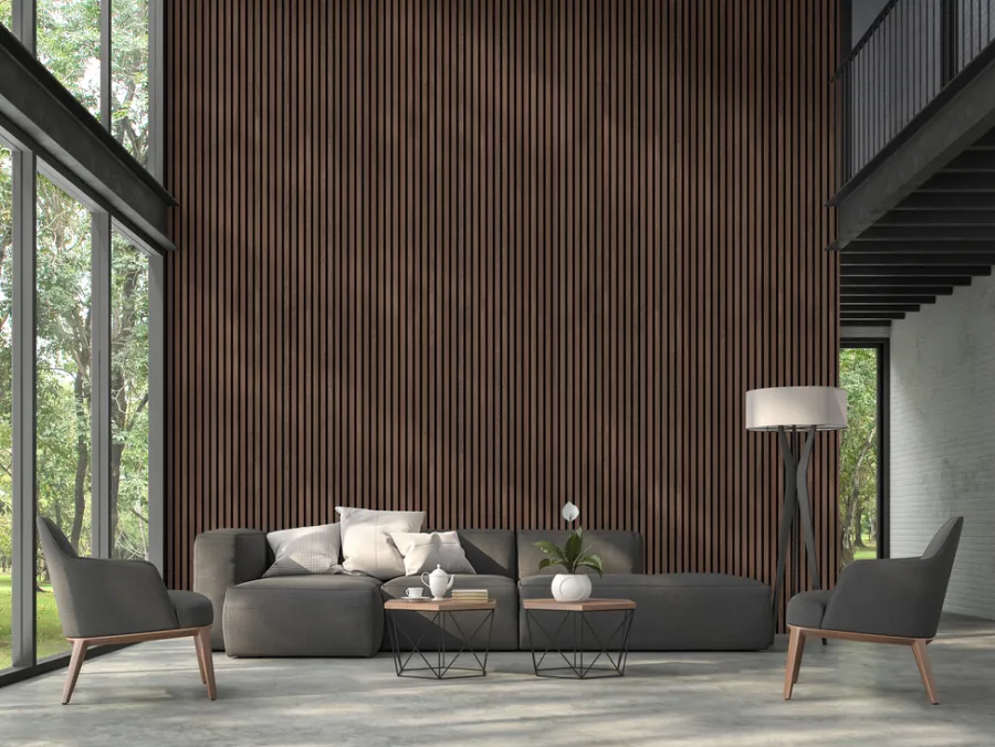 FibroTech Akustikpaneler & Tilbehør|Loftbeklædning|Akustikpanel Premium 22 x 605 x 2440 mm Grey oak
