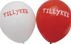Pynt & Festudstyr|Balloner 6 stk. m/tillykke print