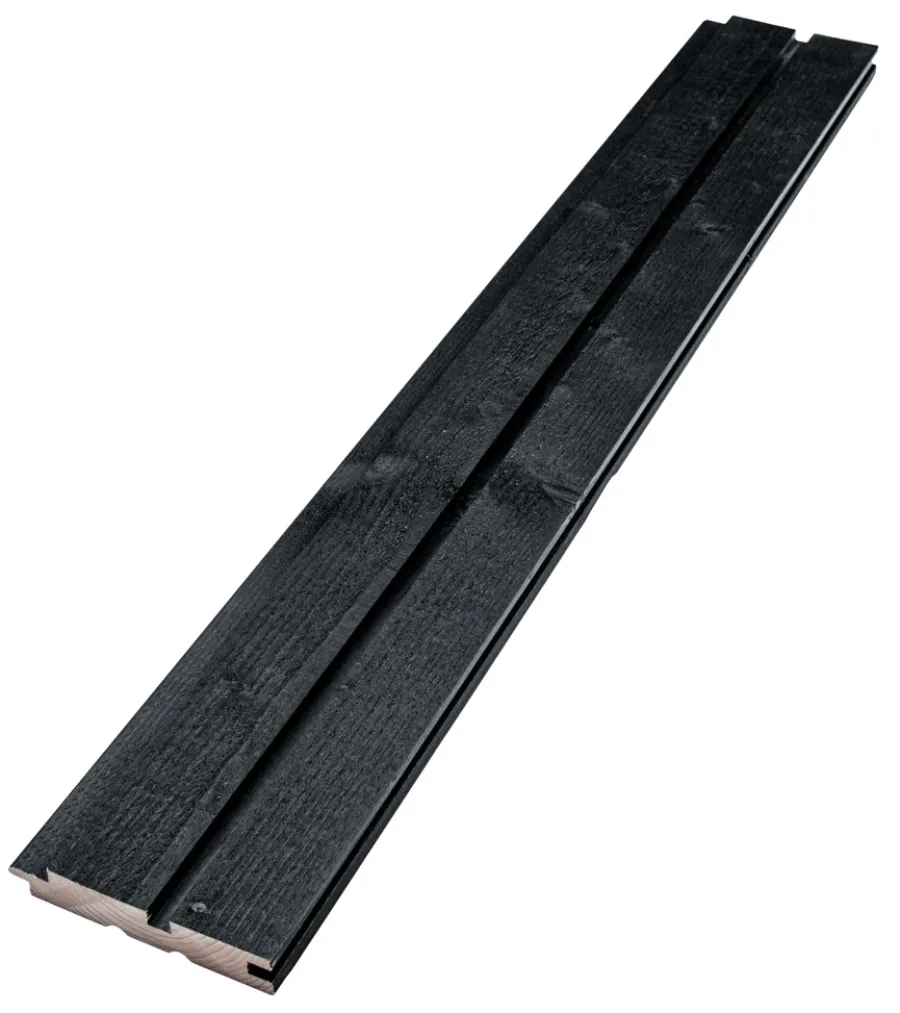 Imprægneret Træ|Facadeplader|Beklædning lodret sort 25 x 125 x 3000 mm 4-pk.