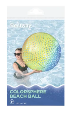 Bestway Strand- & Badelegetøj|Badedyr & Vandleg|Colorsphere strandbold Ø107 cm Transparent med flerfarvet mønster