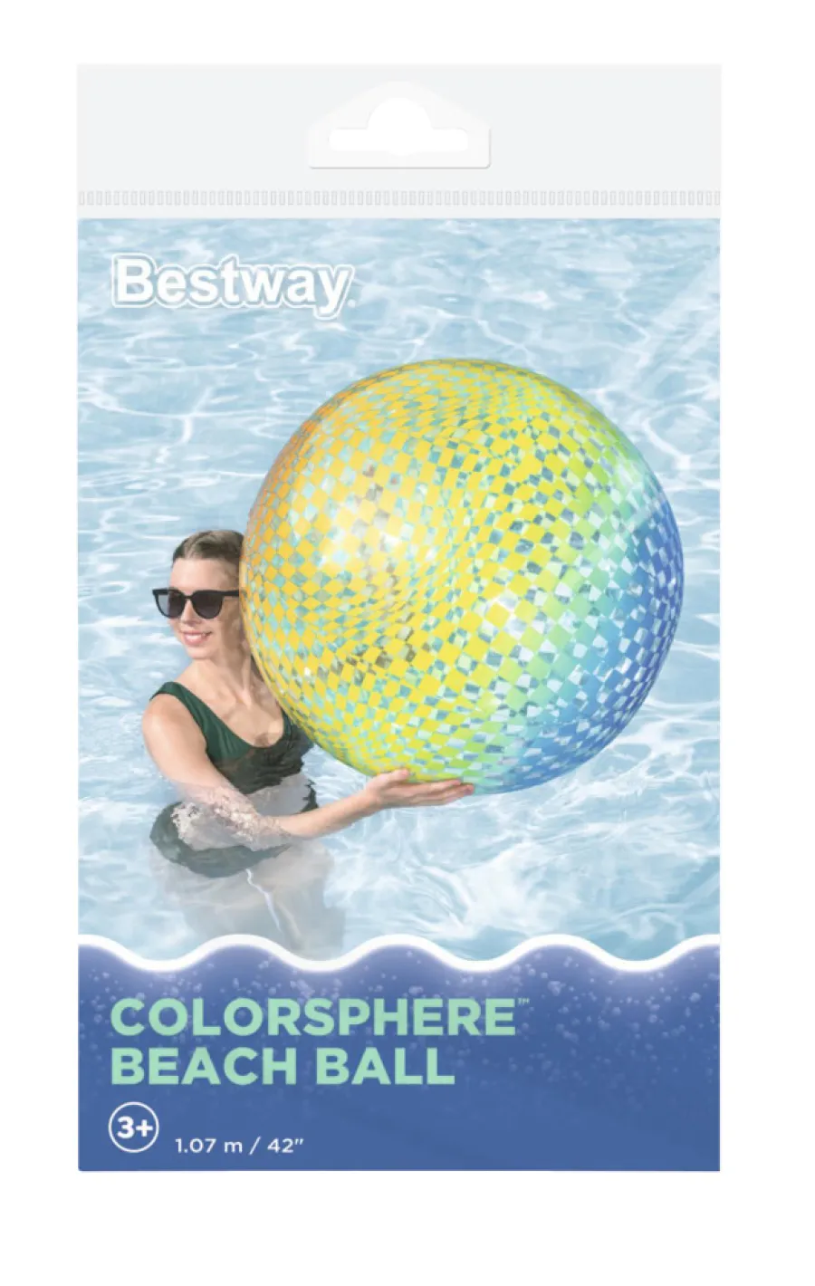 Bestway Strand- & Badelegetøj|Badedyr & Vandleg|Colorsphere strandbold Ø107 cm Transparent med flerfarvet mønster