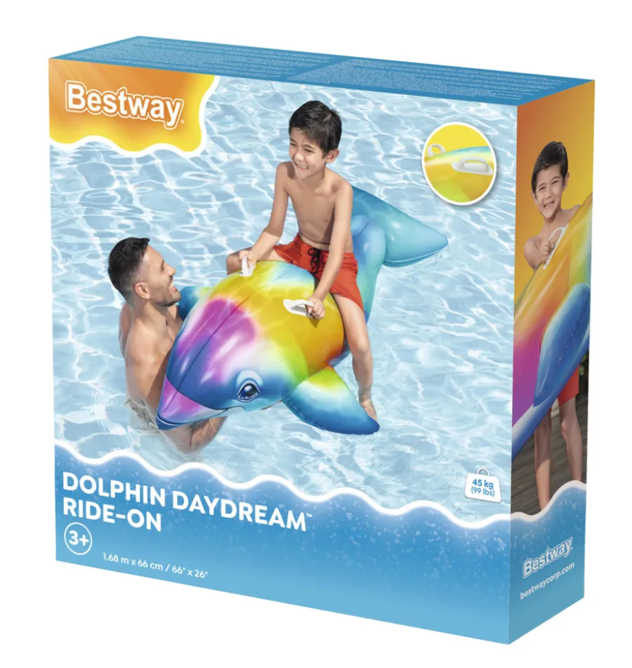 Bestway Strand- & Badelegetøj|Badedyr & Vandleg|Dolphin Daydream badedyr 168 x 66 cm Multifarvet