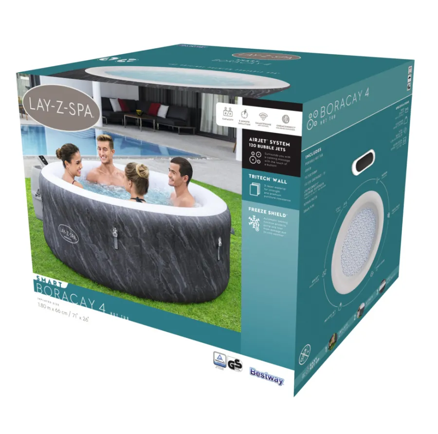 Bestway Udendørs Spabade|Lay-Z-Spa Boracay 4 spabad Ø180 cm Blue Marble