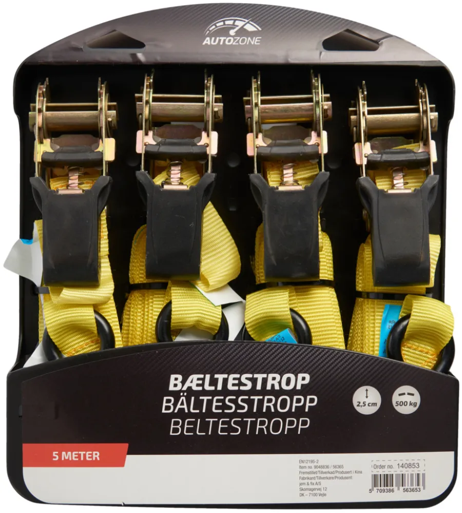 AutoZone® Trailertilbehør|Bæltestropper 4 stk. 5 meter -