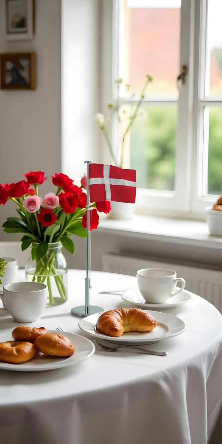 Gamle Danmark Pynt & Festudstyr|Flag & Flagstænger|Bordflag dannebrog 42 cm Krom
