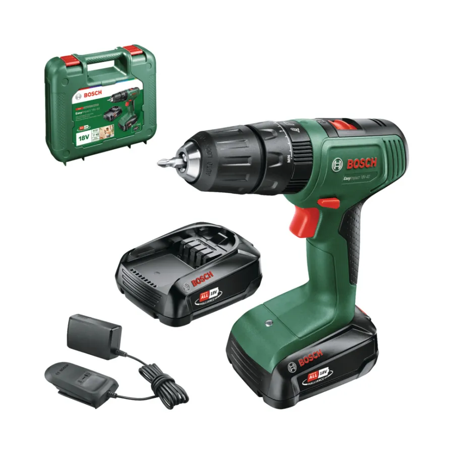 Bosch Bore- & Skruemaskiner|EasyImpact 18V-40 akku slagboremaskine 2 x 2,0 Ah