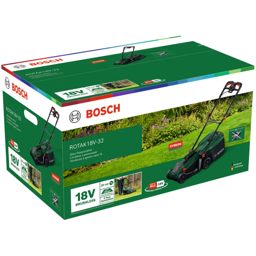 Bosch Plæneklippere|Rotak 18V-32 akku plæneklipper 4,0 Ah