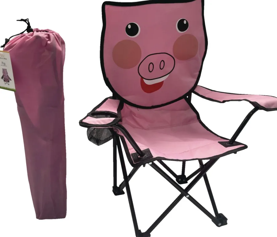 Sunlife® Sæsonafslutning|Telte & Campingmøbler|Børnecampingstol gris 35 x 35 x 62 cm -