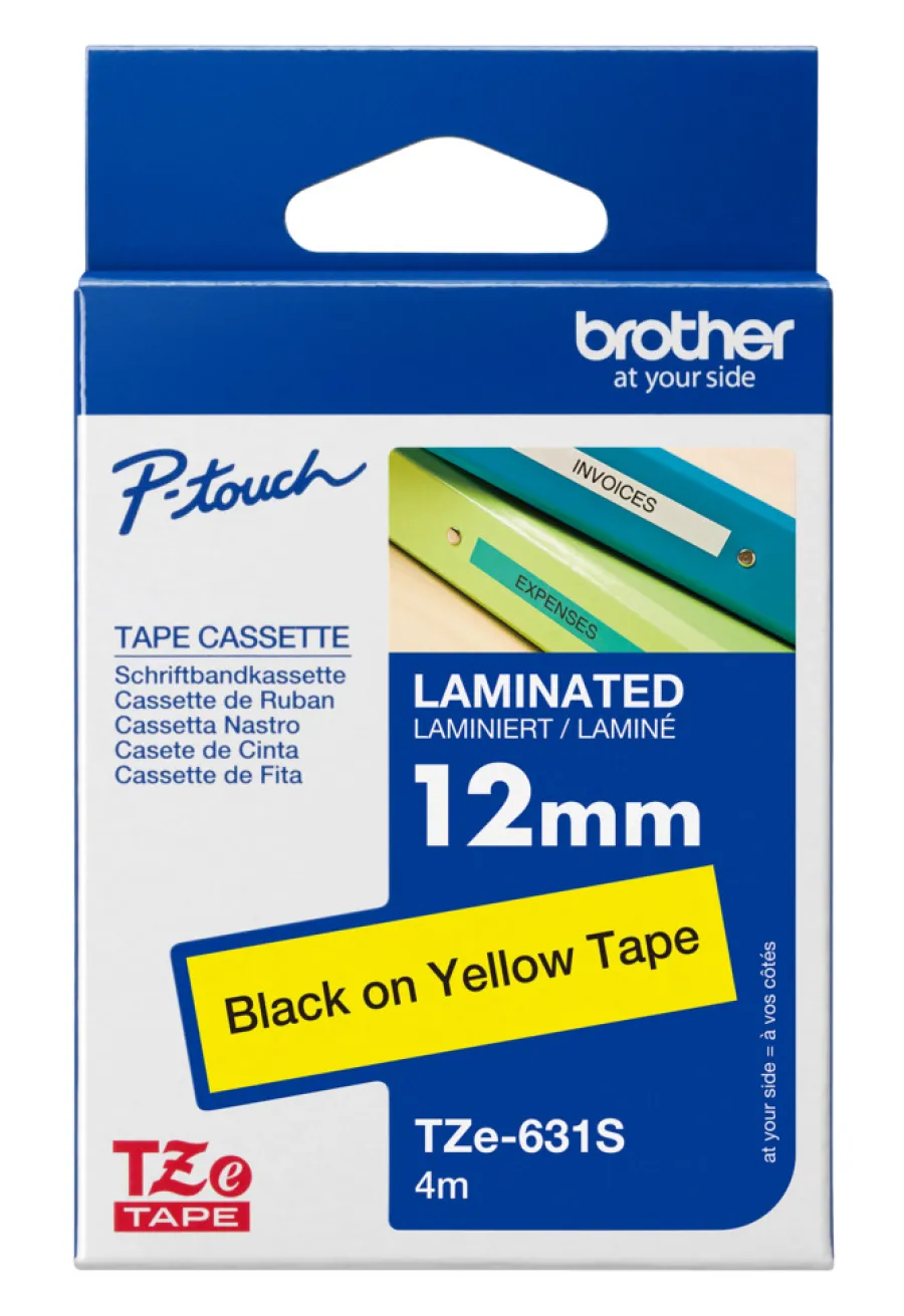 Brother Husholdningsartikler|TZe-631S-tape 12 mm x 4 meter sort/gul