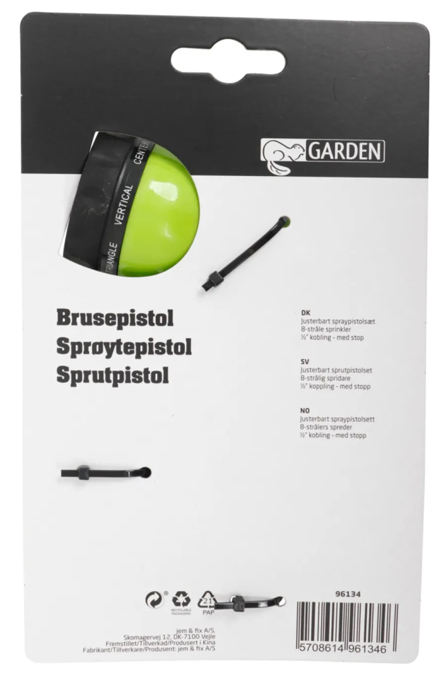 Garden® Koblinger & Sprøjtepistoler|Brusepistol med 8 sprayfunktioner 1/2" -