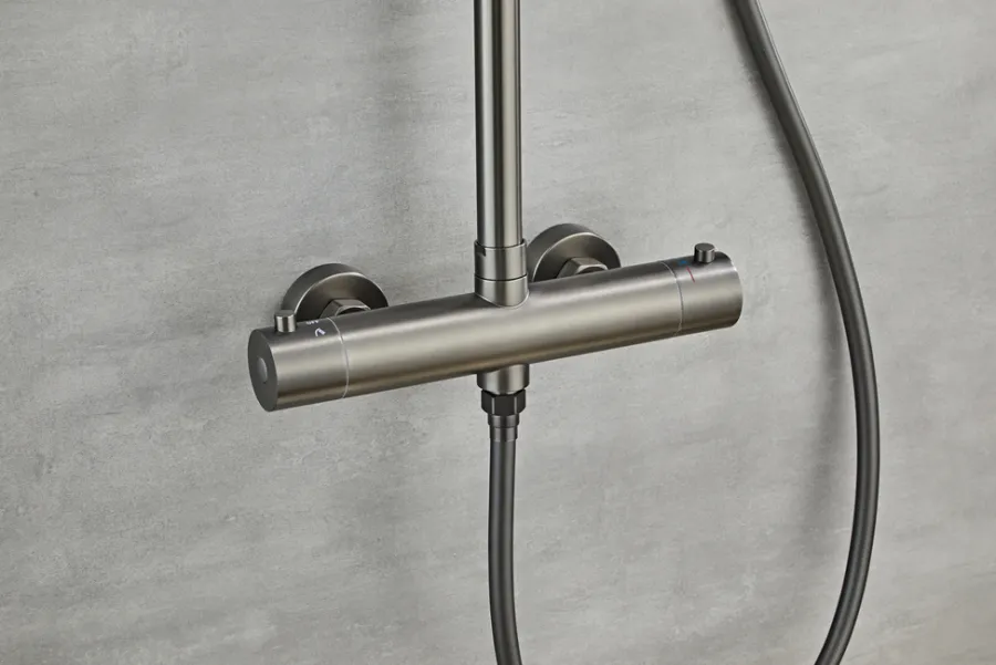 Blandingsbatterier Til Bad Og Brus|Brusesæt m/termostat Ø250 mm gunmetal