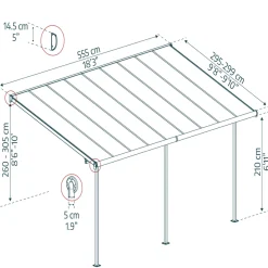 Canopia by Palram Overdækning|Sierra terrasseoverdækning 16,4 m² Ramme Antracit RAL 7016; Tagpaneler Klare