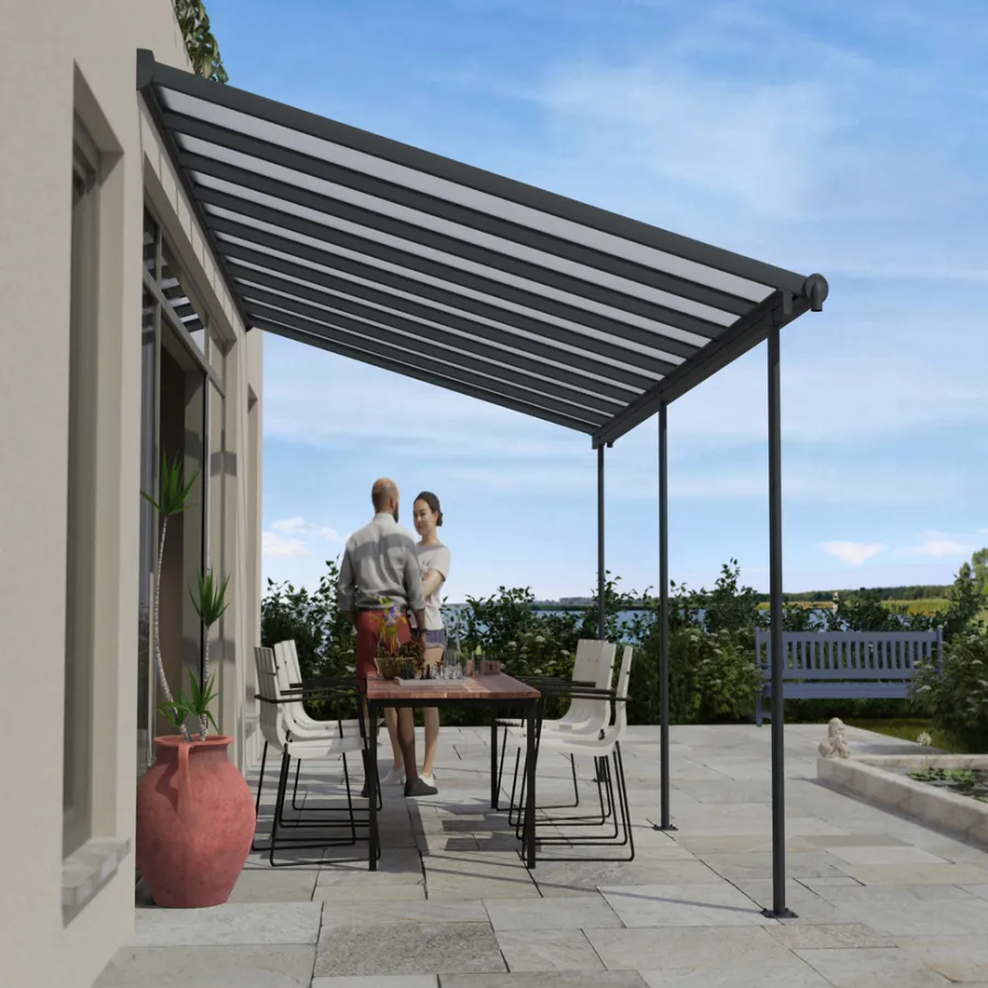 Canopia by Palram Overdækning|Sierra terrasseoverdækning 16,4 m² Ramme Antracit RAL 7016; Tagpaneler Klare