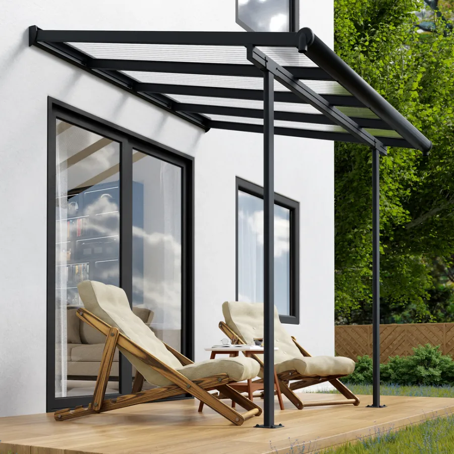 Canopia by Palram Overdækning|Sierra terrasseoverdækning 5,29 m² Ramme Antracit RAL 7016; Tagpaneler Klare