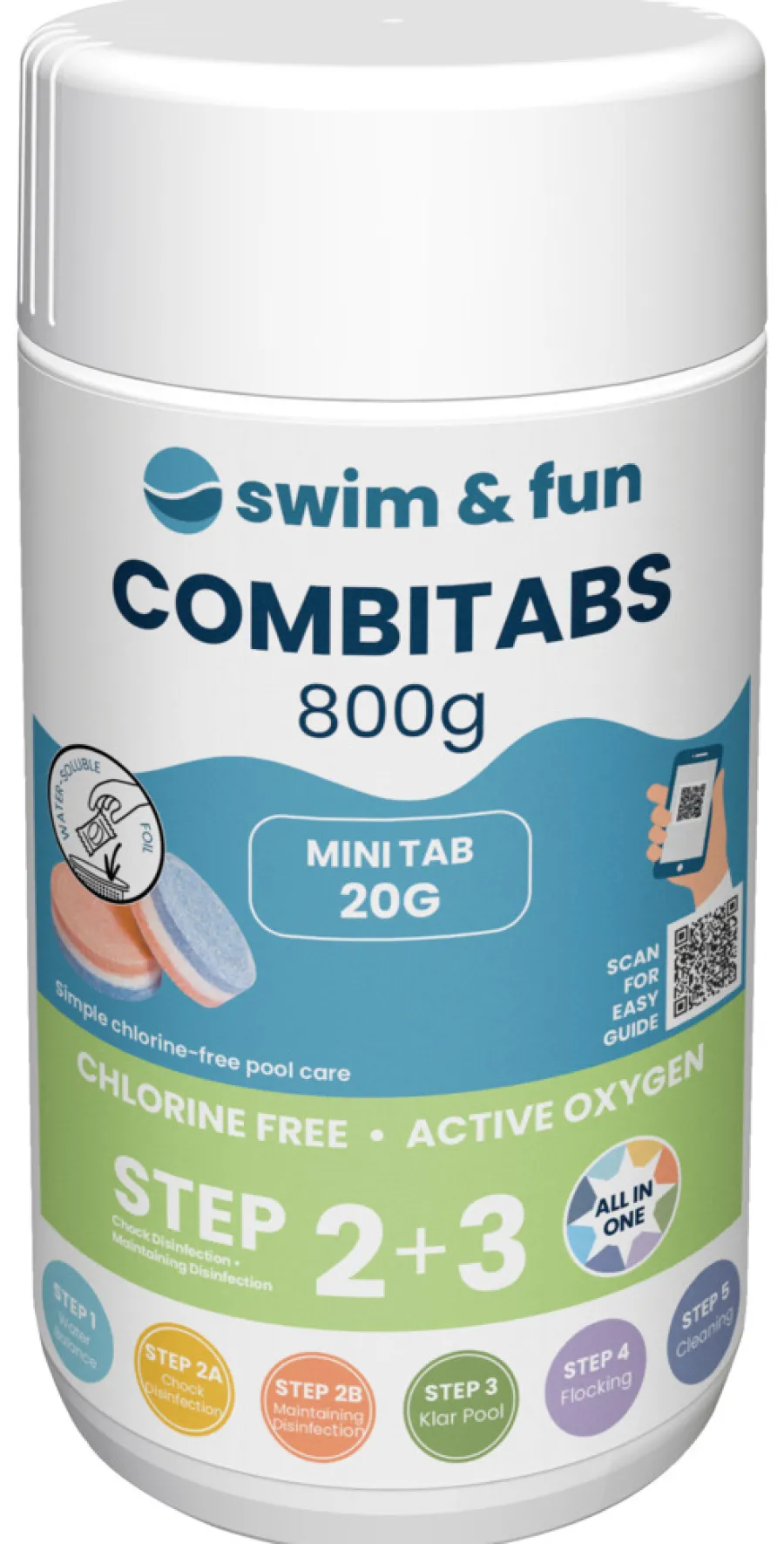 Swim & Fun Poolkemi & Testudstyr|Combitabs klorfri 40 x 20 g (800 g) -