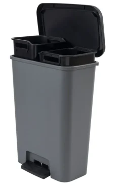 Curver Skraldespande|Affaldssortering|Compatta Duo Bin pedalspand 46 liter Metalfinish