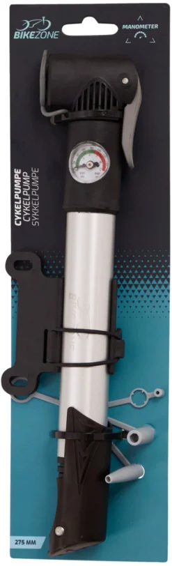 BikeZone® Cykelreparation & Lappegrej|Cykelpumpe mini m/manometer -