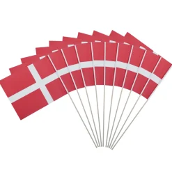 Gamle Danmark Pynt & Festudstyr|Flag & Flagstænger|Dannebrog på bambuspind 10 stk.