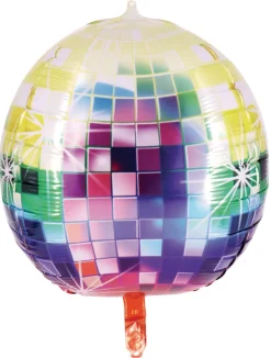 Pynt & Festudstyr|Discokugle folieballon multifarvet 1 stk. Ø35 cm