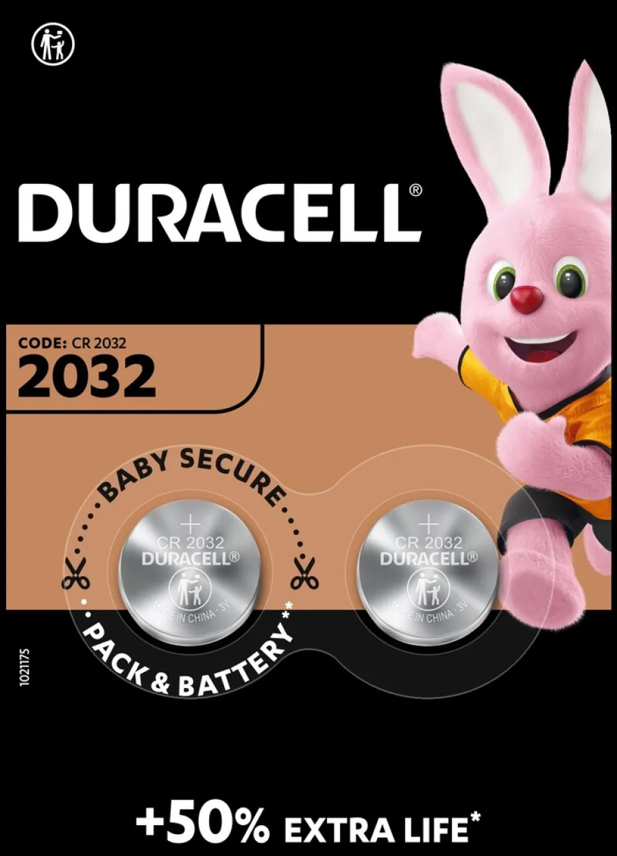 Duracell Knapcellebatterier|knapcellebatteri 2032 2-pk.