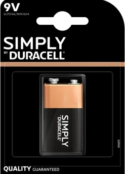 Duracell Batterier|Simply 9 V alkaline batteri 1-pk.