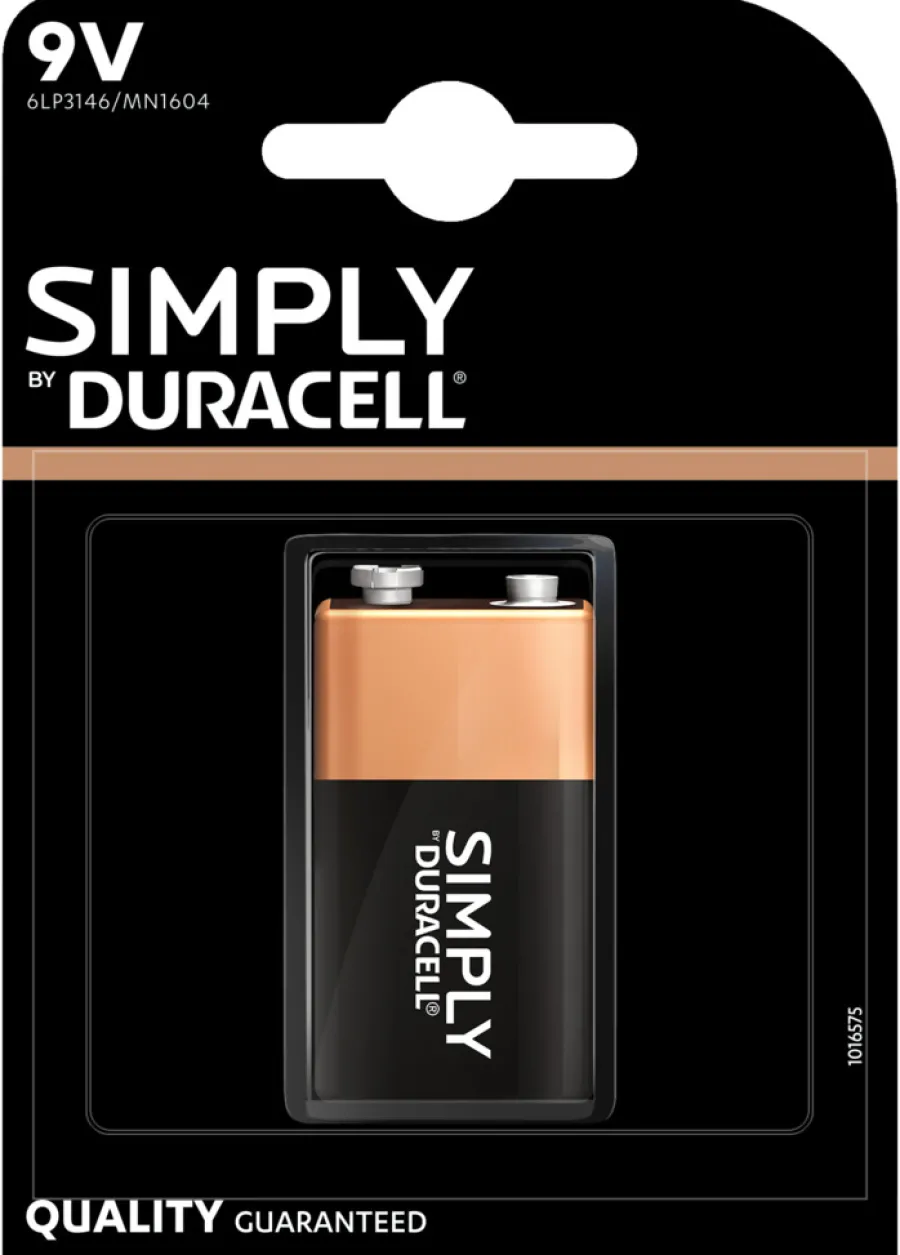 Duracell Batterier|Simply 9 V alkaline batteri 1-pk.