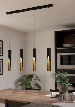 Eglo Loftlamper|Barbotto langbordspendel L92,5 x H110 cm Sort/guld
