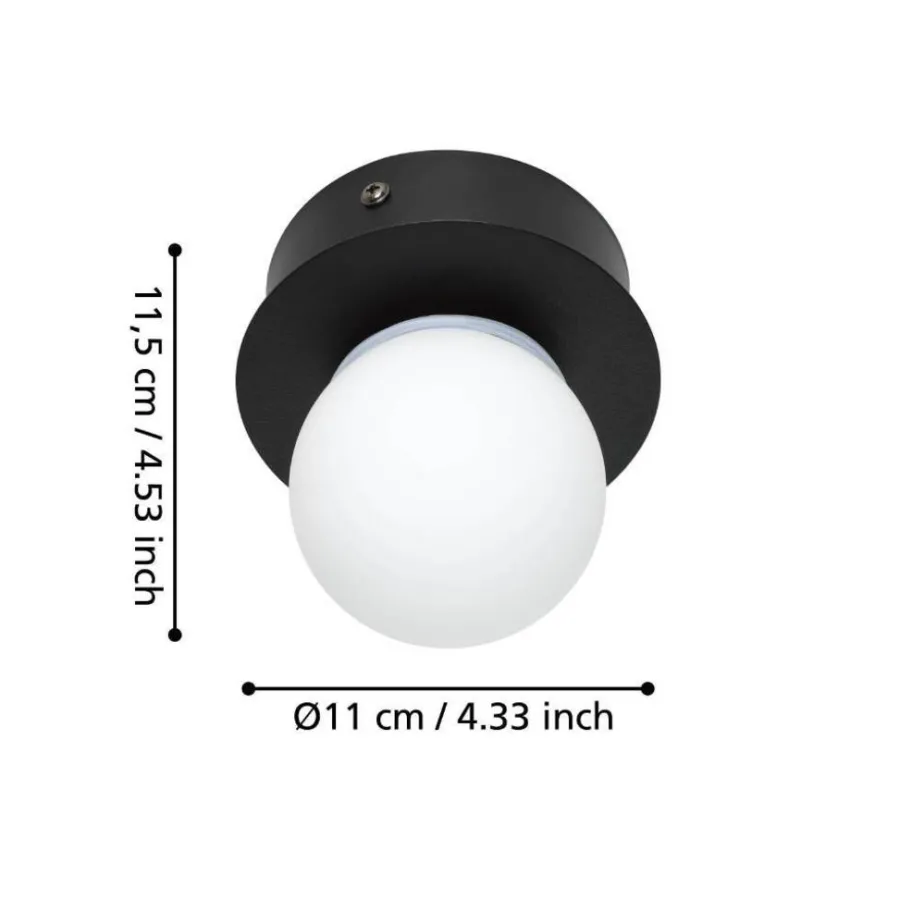 Eglo Loftlamper|Mosiano loft- og væglampe sort/hvid Ø11 cm