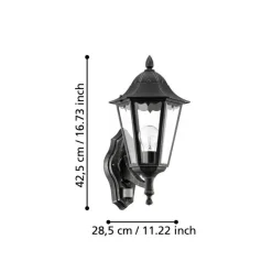 Eglo Udendørslamper|Navedo væglampe m/sensor sort/sølv 47,5 cm Sort og sølv