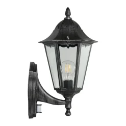 Eglo Udendørslamper|Navedo væglampe m/sensor sort/sølv 47,5 cm Sort og sølv
