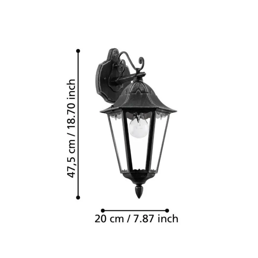Eglo Udendørslamper|Navedo væglampe nedadvendt sort/sølv 47,5 cm Sort og sølv