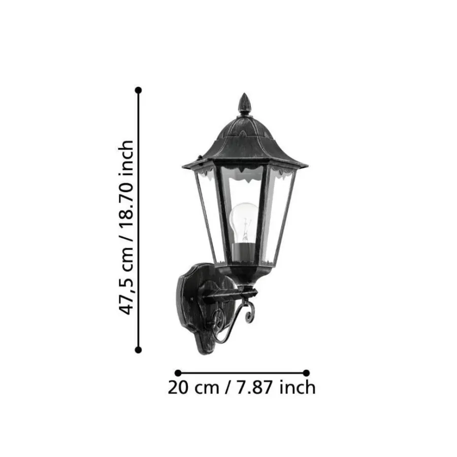 Eglo Udendørslamper|Navedo væglampe opadvendt sort/sølv 47,5 cm Sort og sølv