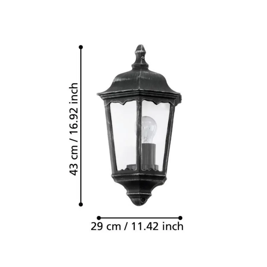 Eglo Udendørslamper|Navedo væglampe sort/sølv 43 cm Sort og sølv