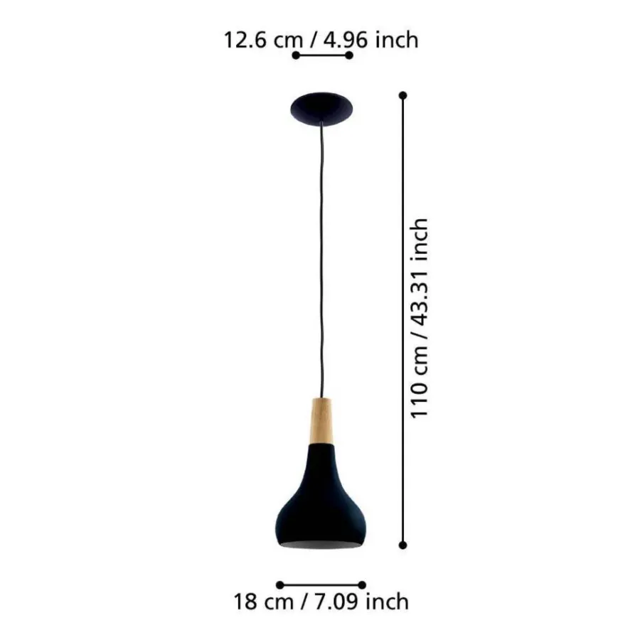 Eglo Loftlamper|Sabinar pendel Ø18 cm Sort/brun