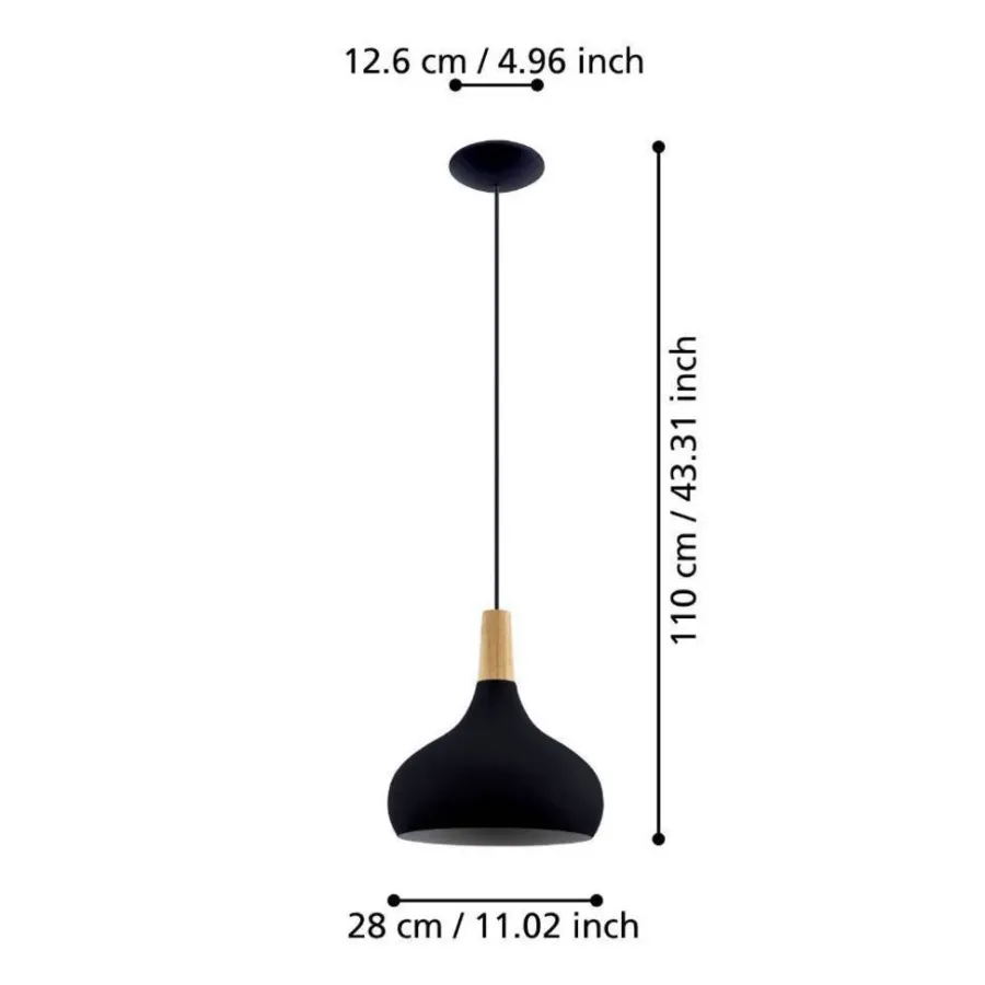 Eglo Loftlamper|Sabinar pendel Ø28 cm Sort/brun