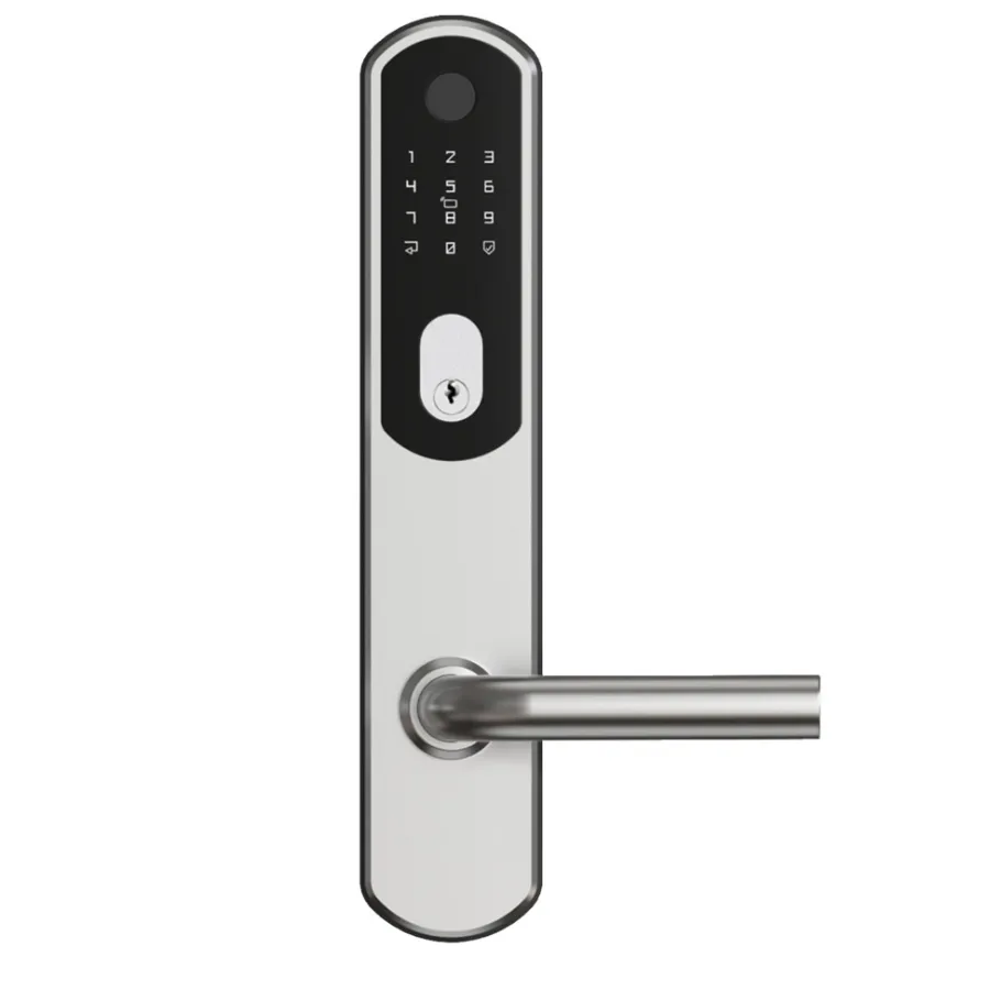 GUARD Dørhåndtag & Nøglecylindre|Elektronisk dørlås m/5 åbningsmetoder- Børstet/sort
