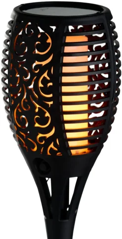 Garden® Sæsonafslutning|Solcellelamper|Fakkel med solceller Ø12 x H78 cm - Sort