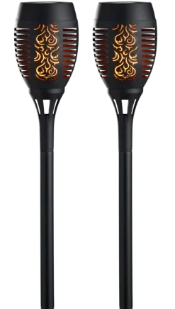 Garden® Sæsonafslutning|Solcellelamper|Fakler med solceller Ø9 x H58 cm 2-pk. - Sort