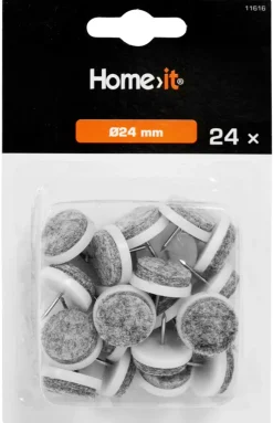 HOME it Filtpuder|Filtpuder med søm Ø24 mm grå - 24 stk.