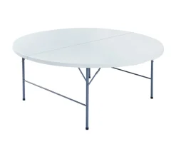 Sunlife® Haveborde|Foldebord Ø180 cm plast/stål hvid - Hvid/sort