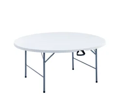 Sunlife® Haveborde|Foldebord Ø160 cm plast/stål hvid - Hvid/sort
