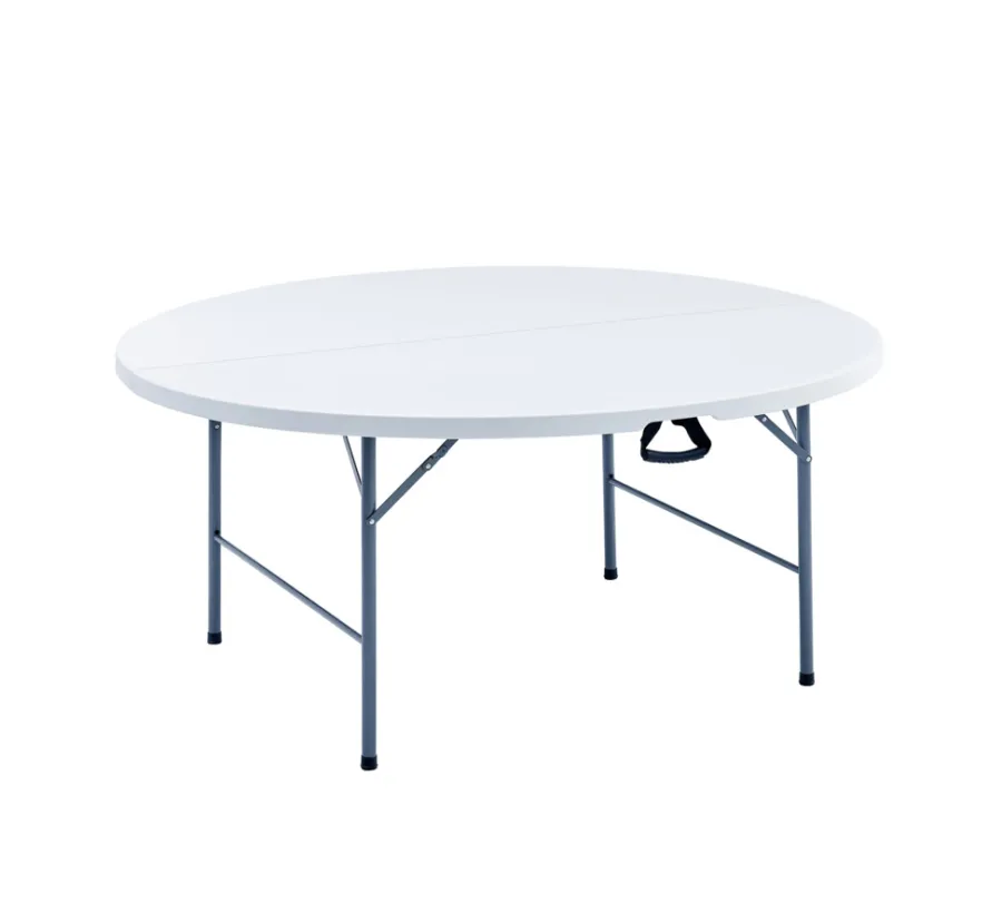 Sunlife® Haveborde|Foldebord Ø160 cm plast/stål hvid - Hvid/sort