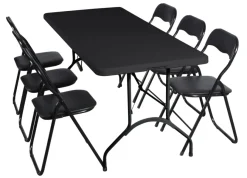 Telte & Campingmøbler|Haveborde|Foldebord metal/plast 180 x 75 cm Sort