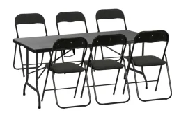 Telte & Campingmøbler|Haveborde|Foldebord metal/plast 180 x 75 cm Sort