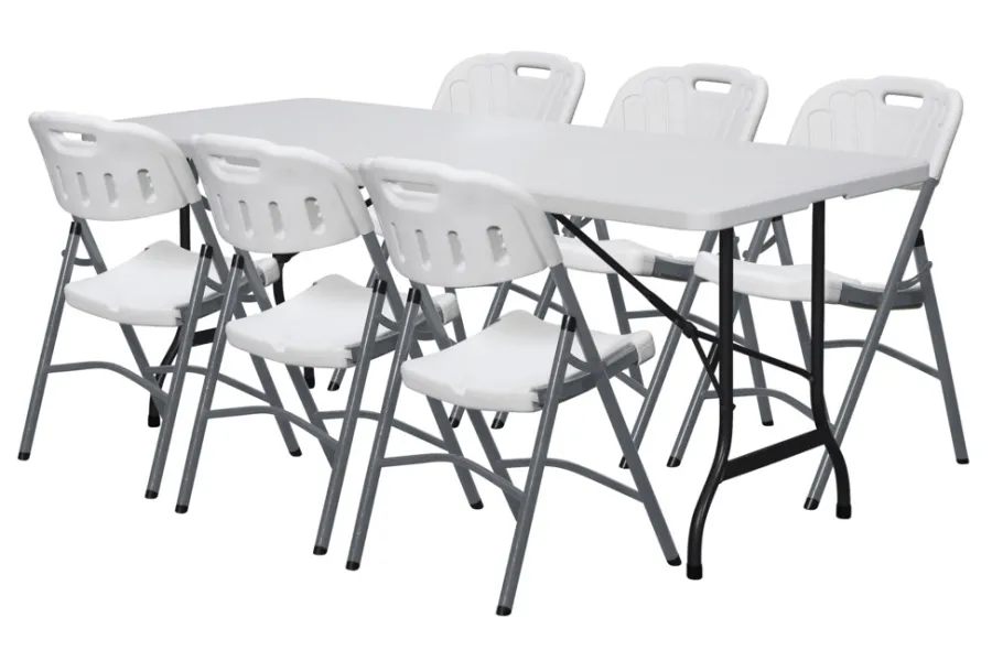 Telte & Campingmøbler|Haveborde|Foldebord stål/plast 180 x 75 cm Hvid