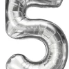 Pynt & Festudstyr|Folieballon nummer 5 H60 cm sølv
