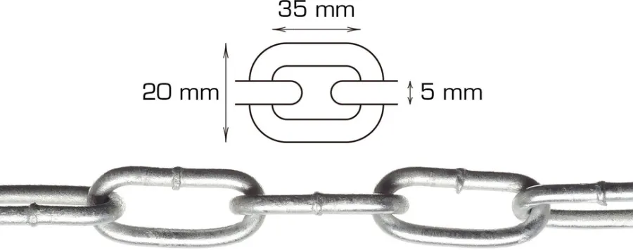 HOME it Kæder & Wirer|Galvaniseret kæde langleddet Ø5 mm x 2 meter